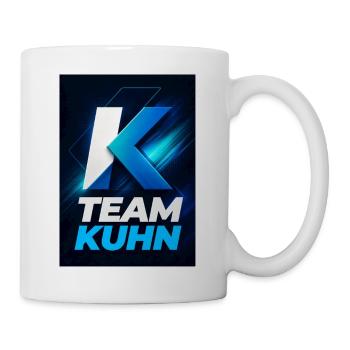 Kuhn Team Neon Blau Namensschild Namen Nachname - Tasse - Weiß - Rechts