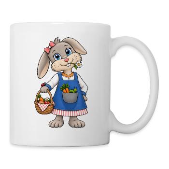 Süße Hasen Gärtnerin mit Möhrenkorb Gemüseglück im - Tasse - Weiß - Rechts