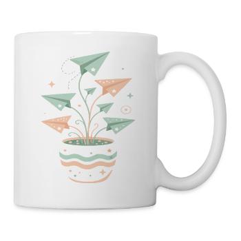 Pastellpapierflieger Blumentopf - Tasse - Weiß - Rechts