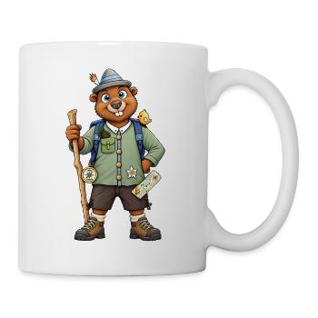 Alpenabenteuer Murmeltier auf Wanderschaft - Tasse - Weiß - Rechts