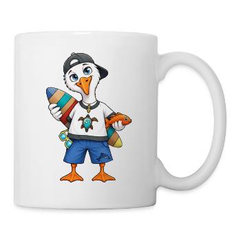Surfende Möwe Wellen Wind und Freiheit - Tasse - Weiß - Rechts