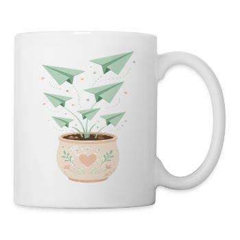 Papierfluglinge im Blumentopf - Tasse - Weiß - Rechts