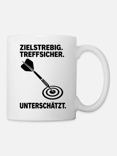 Unterschätzter Dartspieler Dartpfeil Bullseye - Tasse - Weiß