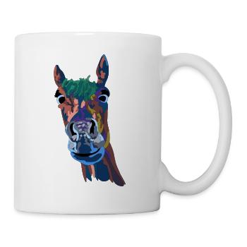 Buntes Pferdeporträt Farbschimmer - Tasse - Weiß - Rechts