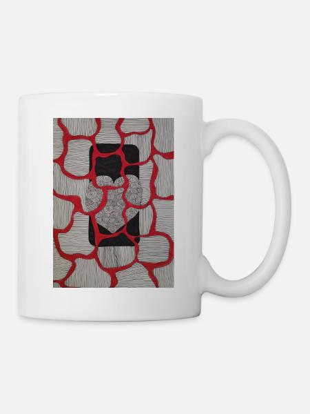 Rot-Weiß Schwarzes Herz - Tasse - Weiß