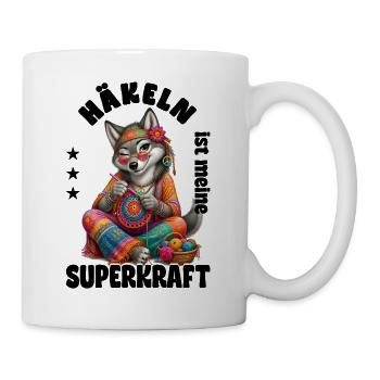 Häkeln ist meine Superkraft - Wolf - Tasse - Weiß - Rechts