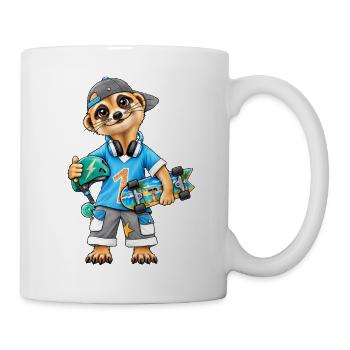 Skater Erdmännchen Coole Streetwear - Tasse - Weiß - Rechts