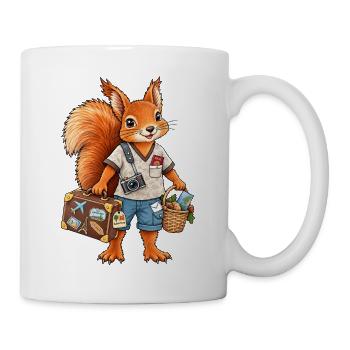 Eichhörnchen auf Reisen Lustiges Reisemotiv - Tasse - Weiß - Rechts