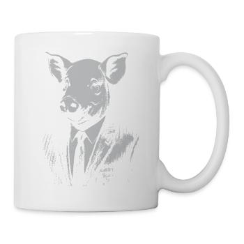 Elegantes Schwein im Anzug - Tasse - Weiß - Rechts