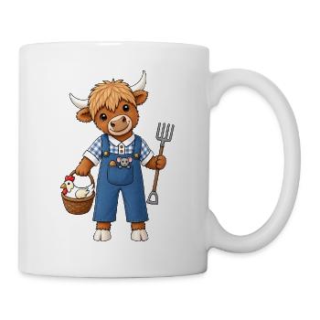 Hochlandrind Kuh Lustiges Bauernhof Motiv - Tasse - Weiß - Rechts