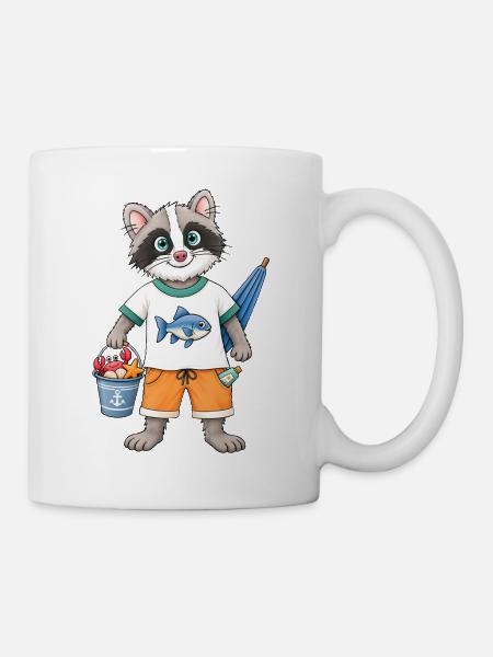 Waschbär Vibes Chillen auf Waschbärart - Tasse - Weiß