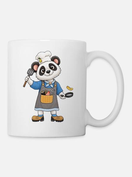 Lustiger Panda Koch mit Kochmütze - Tasse - Weiß