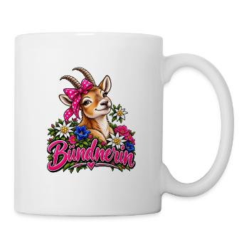 Bündnerin mit Blumenkranz - Tasse - Weiß - Rechts