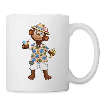 Lustiger Affe mit Banane Hawaii Sommer Motiv - Tasse - Weiß - Rechts