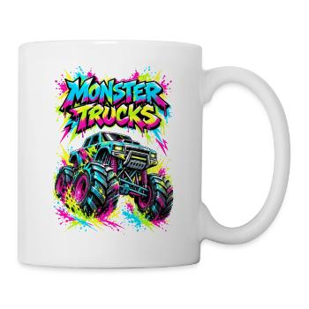 Monster Trucks Graffiti Neon - Tasse - Weiß - Rechts