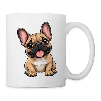 Französische Bulldogge Kawaii Style – Süß - Tasse - Weiß - Rechts