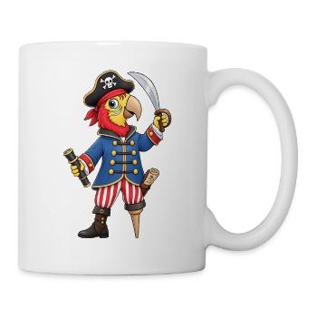 Lustiger Piraten Papagei mit Schatzkarte - Tasse - Weiß - Rechts