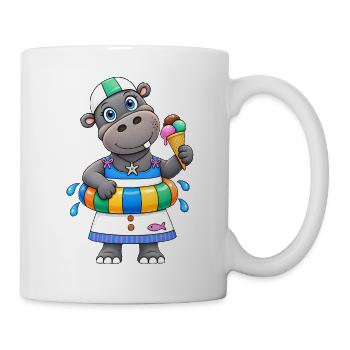 Nilpferd Sommer Lustiges Hippo - Tasse - Weiß - Rechts