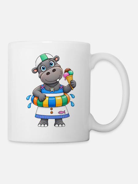 Nilpferd Sommer Lustiges Hippo - Tasse - Weiß