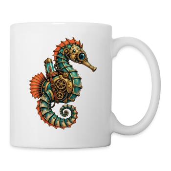 Steampunk Seepferdchen Motiv - Tasse - Weiß - Rechts