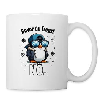 Pingu mit Hoodie und NÖ - Tasse - Weiß - Rechts
