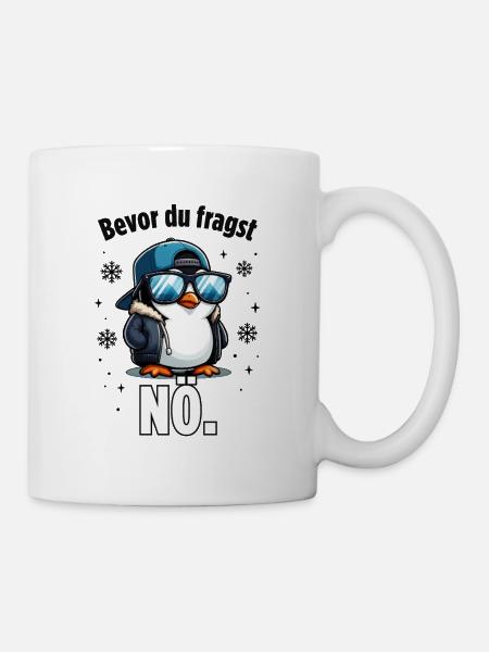 Pingu mit Hoodie und NÖ - Tasse - Weiß