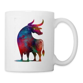 Bunter Stier - Tasse - Weiß - Rechts
