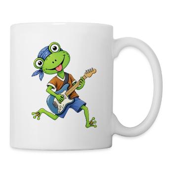 Frosch mit Gitarre  Musikfrosch - Tasse - Weiß - Rechts