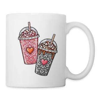 Coffee Hearts – Pink & Orange Iced Coffee - Tasse - Weiß - Rechts
