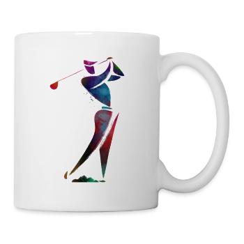 Farbenfroher Golfer in Bewegung - Tasse - Weiß - Rechts