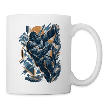 Abstrakt Gorilla Bouldern – Modernes Design - Tasse - Weiß - Rechts