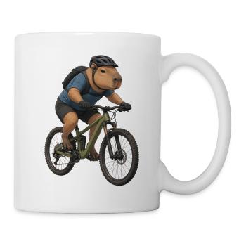 Capybara auf dem Mountainbike - Tasse - Weiß - Rechts