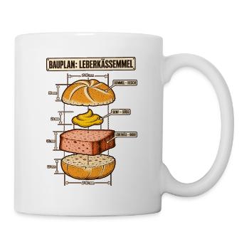 Leberkässemmel Bauplan - Tasse - Weiß - Rechts
