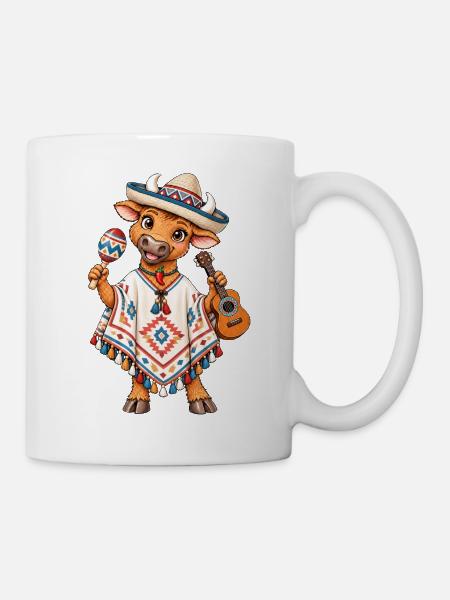 Mexiko Stier mit Poncho - Tasse - Weiß