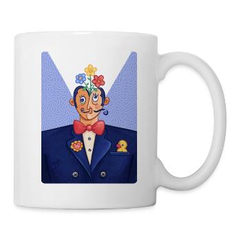 Geblümter Mann im Anzug - Tasse - Weiß - Rechts
