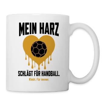Mein Harz schlägt für Handball – Herz Shirt - Tasse - Weiß - Rechts