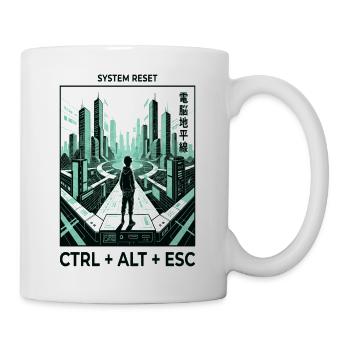 Cyberpunk Skyline Ctrl Alt Esc - Tasse - Weiß - Rechts
