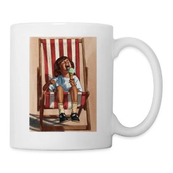 Kind, das Minzeeis isst - Tasse - Weiß - Rechts