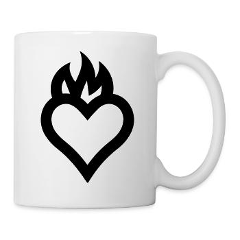 flammendes Herz - Tasse - Weiß - Rechts