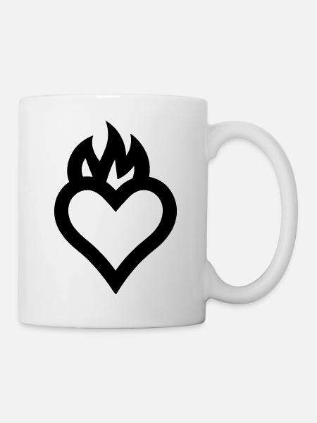 flammendes Herz - Tasse - Weiß