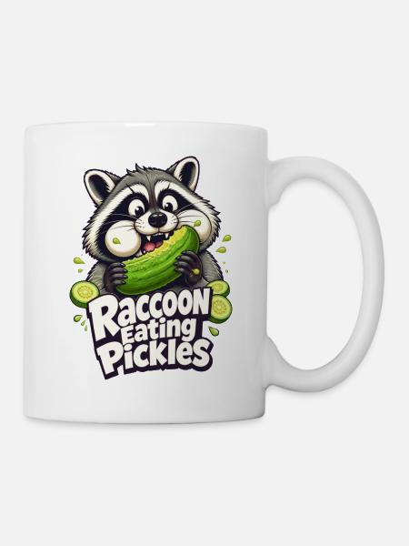 Waschbär isst Gurken-Pickles - Tasse - Weiß