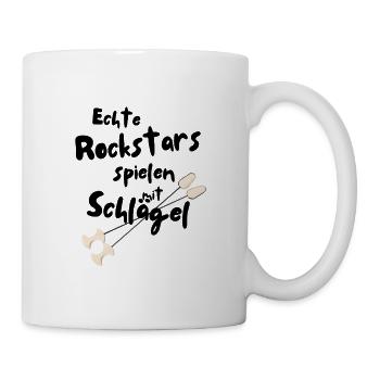 Echte Rockstars spielen mit Schlägel - Tasse - Weiß - Rechts