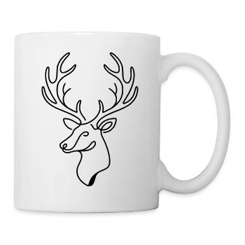 Minimalistisches schwarz-weiß Hirsch-Line Art - Tasse - Weiß - Rechts