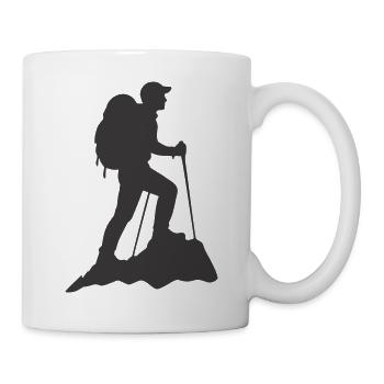 Bergsteiger Silhouette mit Rucksack - Tasse - Weiß - Rechts