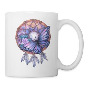 Traumfänger mit Schmetterling Galaxy Traum Kunst - Tasse - Weiß - Rechts