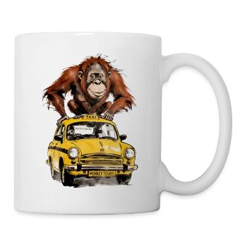 Affe auf dem Taxi Monkey Tours - Tasse - Weiß - Rechts