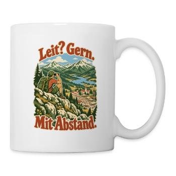 Leit Gern Mit Abstand - Tasse - Weiß - Rechts