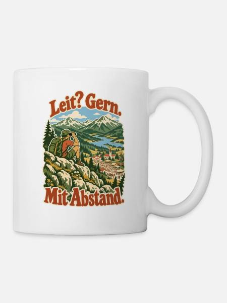 Leit Gern Mit Abstand - Tasse - Weiß