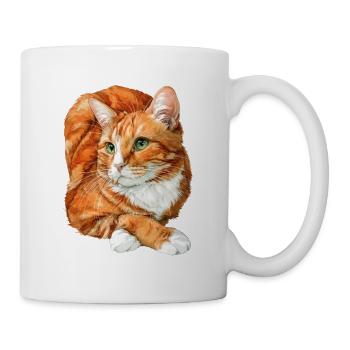 Orangefarbene Katze ruht sich aus - Tasse - Weiß - Rechts