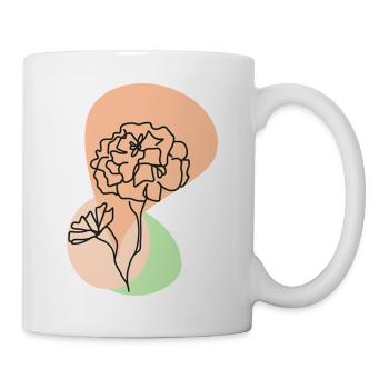 Pastellblume im Linienstil - Tasse - Weiß - Rechts